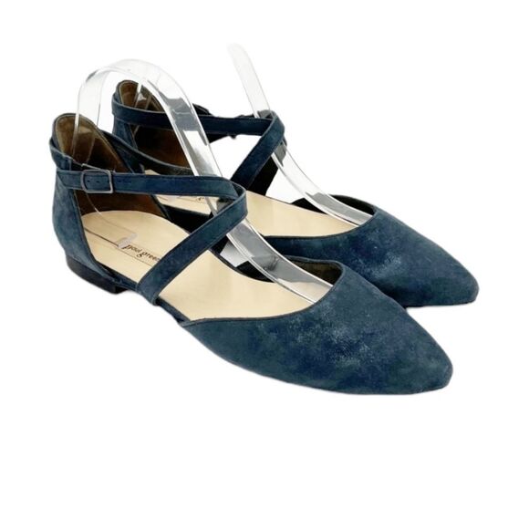 Paul Green Margot Metallic Crossover Dorsay Flats Navy Ankle Wrap Sandals US6.5 - Picture 1 of 4
